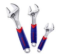 WORKPRO Juego de 3 llaves ajustables CR-V con agarres antideslizantes de goma de 25,4 cm, 20,3 cm, 15,2 cm