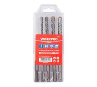 Workpro Juego de 5 Brocas SDS-Plus para Mampostería con Punta de Carburo, Ø6,00 x 110 mm y Ø6/8/10/12 x 160 mm, para Ladrillo, Hormigón y Piedra
