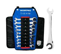 Workpro Juego de 9 llaves mixtas con carraca abierta 8-18 mm