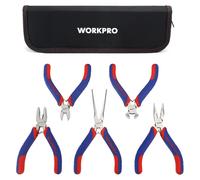 WORKPRO, juego de alicates mini, 5 piezas, alicates para joyería con estuche