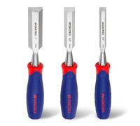 WORKPRO Juego de Formones para Madera, 3 Piezas, 13/19/25mm | Hojas de Acero Cr-V y Mangos Ergonómicos PP+TPR para Tallado, Ajuste y Trabajos de Carpintería