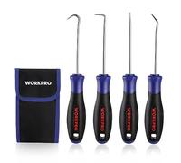 WORKPRO Juego de Ganchos y Púas de 4 Piezas,165 mm Juego de Ganchos Herramientas, Removedor de Sellos, Extractor de Anillo Tórico, Ganzúas para Reparación y Sustitución