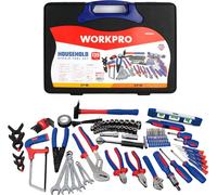 WORKPRO: Juego de herramientas para el hogar, 139 piezas, que incluye martillo, alicates, llaves inglesas, destornilladores, llaves de vaso métricas, y viene con una bolsa de transporte