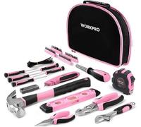 WORKPRO, juego de herramientas rosa de 103 piezas. Set de herramientas para el hogar, ideal para reparaciones, con estuche. Un regalo perfecto para aficionados al bricolaje