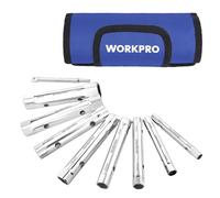 WORKPRO Juego de Llaves de Tubo 9 piezas, Llave de Tubo | para Válvula de Ducha, para Bricolaje y Reparaciones de Automóviles, con Barra Giratoria y Bolsa de Almacenamiento