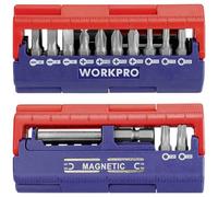 WORKPRO Juego de 13 puntas destornillador métrico 25 mm, Cromo Vanadio, soporte magnético 60 mm