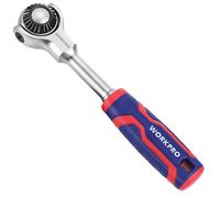 WORKPRO Llave de Carraca de 1/4", Mango de Trinquete con Cabezal Oscilante 270°, Carraca Pequeña de 150mm, Liberación Rápida, Llave de Trinquete Giratorio de 90 Dientes