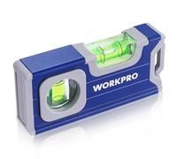 WORKPRO Nivel de Burbuja Magnético 115mm, Horizontal y Vertical 2 en 1 | Nivel Compacto de Bolsillo con Diseño Magnético para Mediciones Horizontales y Verticales Rápidas en Espacios Reducidos