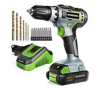 WORKPRO Taladro Atornillador a Batería de 20 V, Destornillador Eléctrico, 2 Velocidades Variables, Carga Rápida, con Batería de 2,0 Ah, Cargador y 16pc Accesorios