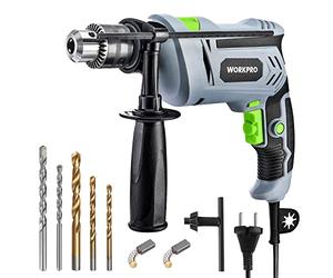 WORKPRO Taladro Percutor 850W, Mango Giratorio 360° y Velocidad Variable | Taladro Eléctrico con Cable de 850W, 3000 RPM y Mango Giratorio para Perforación y Trabajos Profesionales