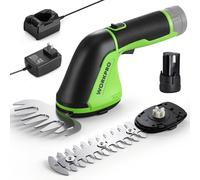 WORKPRO Tijeras de césped inalámbricas de 12 V, cortasetos y cortacésped eléctrico 2 en 1, con batería recargable de 2,0 Ah, cargador rápido de 1 hora, cortasetos portátil ligero para césped y jardín.