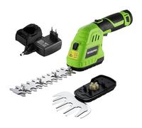 WORKPRO Tijeras para Césped y Arbustos 2 en 1 Inalámbricas 12V | Incluye 2 Cuchillas, Batería 2,0Ah y Cargador para Césped, Bordes y Arbustos