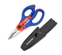 WORKPRO Tijeras para electricista 163 – multifuncionales, acero inoxidable, con funda de clip