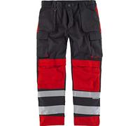 Workteam Pantalón Trabajo de Alta Visibilidad, Triple Costura, Tejido Grueso y Cintas Reflectantes. Hombre Negro+Rojo 44