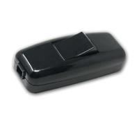 world-trading-net Interruptor basculante unipolar en línea, 250 V/6 A - para Cables Planos (2 x 0,75 mm²), Negro, Carcasa de plástico, terminales de Tornillo, Uso en Interiores