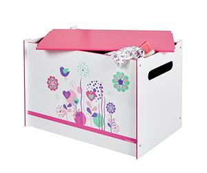Worlds Apart Hello Home 474FLW - Juguetero con diseño de Flores y pájaros, Color Blanco y Rosa
