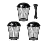 Worm Compost Bin Set of 3, In-Ground Metal Mesh Kitchen Waste Composter | Covered Underground Design for Garden, Balcony & Farm, Durable Reusable Iron Bins with Lid & Cable Ties Included