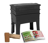 WormBox I Vermicompostador Worm Café, 2 bandejas I Kit Completo I Gran Capacidad de 64 litros (Sin Lombrices de Abono)