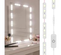 Worshow Luces LED regulables para espejo de maquillaje, 10 pies, 60 ledes, 6000 K, luz diurna, color blanco, 1200 lm, juego con fuente de alimentación de 12 V, resistente al agua, iluminación de