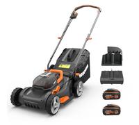WORX Cortacésped 40V Máx. (2x20V) | PowerShare | WG743E | Incluye 2 baterías 4Ah y Cargador Doble | 40 cm | Ajuste de Altura | 6 Posiciones y 45 L de depósito