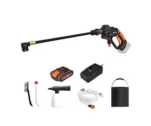 WORX Hidrolimpiadora a batería Hydroshot 20V WORX, PowerShare, WG620E.9, Sin batería, ni Cargador, portátil, Color Negro y Naranja
