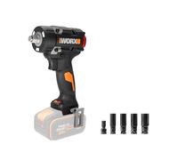 WORX - Llave de impacto sin escobillas (20 V, WX273.9, 800 Nm) | Hasta 800 Nm de aflojamiento, motor sin escobillas, triple LED y 4 enchufes incluidos