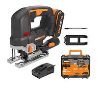 WORX Nitro - Sierra caladora inalámbrica sin escobillas WX542 de 18 V (20 V máx.), 3500 spm, máximo en madera de 120 mm/acero 10 mm, longitud de carrera de 26 mm, capacidad biselada de 45°, PowerShare