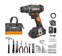 Worx Taladro inalámbrico de 20 V 3/8 pulgadas con kit de accesorios de 84 piezas, juego de brocas variables de 2 velocidades 265 en Lbs Torque 20+1 embrague, destornillador compacto ligero y sin llave