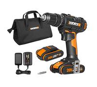 WORX Taladro percutor 20V Max.| PowerShare |WX370.1 |2 baterías 2Ah cargador, bolsa y punta de atornillar |2 velocidades |Posiciones 20+1+1 |Ligero y manejable | Luz LED