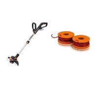 Worx Wg163E.9 Batería Negro, Metálico, Naranja Cortabordes y Desbrozadora Cortacésped (String Trimmer, Nylon Line, D-Loop Handle, 1,65 Mm, 3 M, Negro, Metálico, Naranja) + Wa0004 1 Carrete Cortabordes