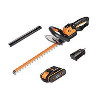 Worx WG261E - Cortasetos inalámbrico de 18 V (máx. 20 V), 1 batería 20 V 2,0 Ah, Cuchilla de 460 mm de Largo, separación de Dientes de 16 mm, Cuchilla de Doble acción, Seguridad Triple, asa Ajustable