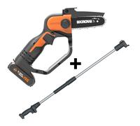 Worx WG324E - Podadora manual de batería 20 V 2 Ah + pértiga telescópica