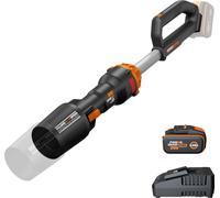 WORX WG543E Soplador de Hojas 20V-4Ah Nitro, superligero 1,7Kg, Motor brushless, 209Km/h, turbina Alto Volumen y Velocidad, para Limpieza de Jardines, Caminos y parcelas, Incluye batería y Cargador