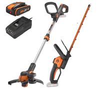Worx WG918E - Kit Cortasetos + Cortabordes de batería - 20/2Ah