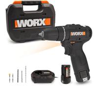 WORX WX121 Taladro Percutor 12V Brushless 40Nm Compacto, 3 en 1, 2 Baterías 2Ah, Cargador y Maletín, para Metal, Madera y Albañilería