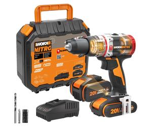 WORX WX354.1, taladro atornillador a batería de 20V, 60 Nm, con broca para mampostería de 8 mm