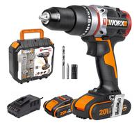 Worx Taladro percutor Slammer WX354 20V sin escobillas – 2 baterías 2Ah y cargador