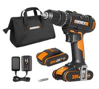 WORX WX370.1: Taladro atornillador a batería de 20V - 50Nm, con caja de cambios de 2 velocidades y luz LED - ideal para atornillar, taladrar y percutir - incluye 2 baterías de 2Ah y un cargador, con m