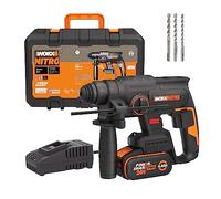 WORX WX381 Martillo ligero batería 20v Máx.Motor sin escobillas, perfora hormigón, mampostería y ladrillo de manera eficaz, hasta broca de 18mm, sistema anti vibración. 1 Batería 20V-4Ah y maletín