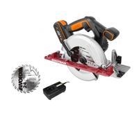 WORX WX530 Sierra circular Exactrack 20V PowerShare, Batería 2Ah, Corte en bisel hasta 50 grados, base de aluminio, Bloqueo del husillo, Negro