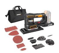 WORX WX820.9 Multilijadora Sandeck 5 en 1 20V con Bases Hyperlock | Multilijadora 20 V con cinco bases Hyperlock (orbital, excéntrica, delta, dedo y curva) y microfiltro DustStop