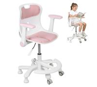 woshapce Silla de escritorio ergonómica para niños, asiento de estudio infantil de altura ajustable con reposapiés ajustable, reposabrazos abatibles, silla giratoria de 360° para dormitorio, tareas