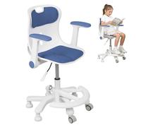 woshapce Silla de escritorio ergonómica para niños, asiento de estudio infantil de altura ajustable con reposapiés ajustable, reposabrazos abatibles, silla giratoria de 360° para dormitorio, tareas