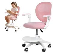 woshapce Silla de escritorio para niños de 5 a 13 años, silla de estudio para niños de altura ajustable con reposabrazos abatibles, reposapiés, respaldo de malla transpirable, ruedas de freno