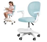 woshapce Silla de escritorio para niños de 5 a 13 años, silla de estudio para niños de altura ajustable con reposabrazos abatibles, reposapiés, respaldo de malla transpirable, ruedas de freno