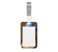 Woshuwo Capybara - Funda para tarjetas de identificación con diseño de sombrero azul, de plástico duro, protector de etiqueta de nombre para enfermeras y oficina