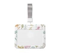 Woshuwo Colorido bocetos de varias plantas deslizante, soporte para tarjetas de identificación de plástico duro, protector de etiqueta de nombre para enfermeras y oficina