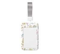 Woshuwo Colorido bocetos de varias plantas deslizante, soporte para tarjetas de identificación de plástico duro, protector de etiqueta de nombre para enfermeras y oficina