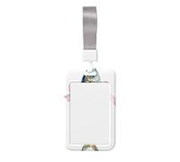 Woshuwo Funda para tarjetas de identificación de plástico duro con diseño de sardina de acuarela con lazo, protector de etiqueta de nombre para enfermeras y oficina