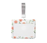 Woshuwo Funda protectora de plástico duro para tarjetas de identificación, diseño de claveles de acuarela de melocotón, protector de etiqueta de nombre para enfermeras y oficina